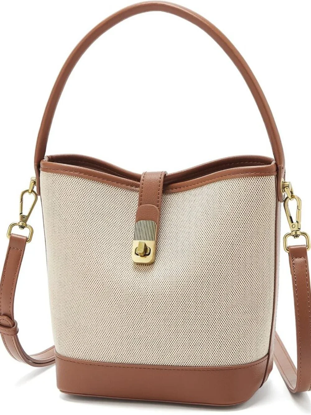 Trendy Coated Canvas Bucket Crossbody Bag for Women | Small Satchel Purse with